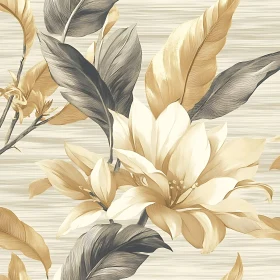 Vintage Floral Art with Golden Flowers