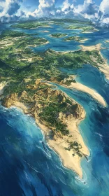 Scenic Aerial View of Islands and Ocean