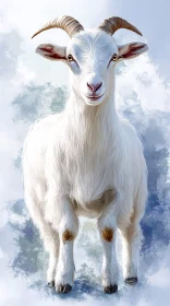 Serene White Goat Illustration