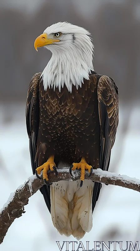 Regal Eagle on Snowy Perch AI Image