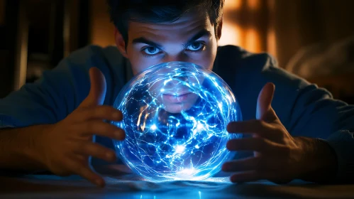 Man Holding Magical Sphere