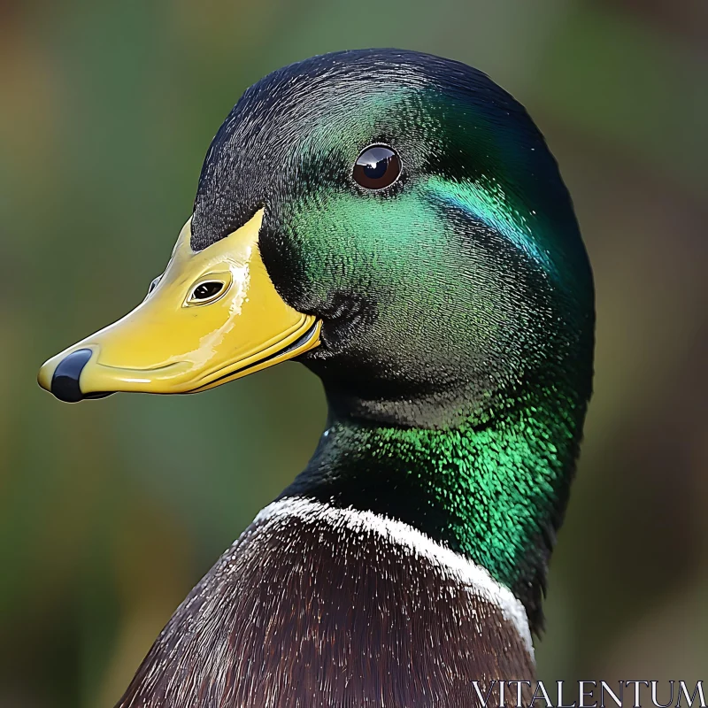 Close-up of a Male Mallard Duck AI Image