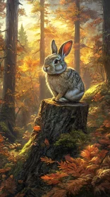 Woodland Rabbit Amidst Fall Foliage