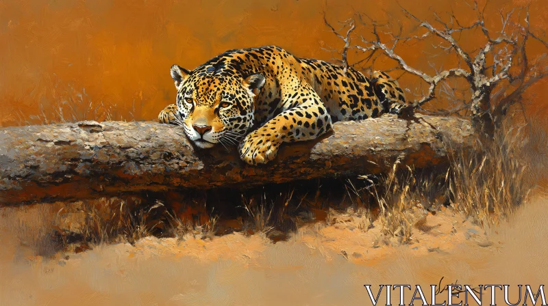 Leopard in the Savannah Wilderness AI Image