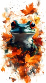Vivid Frog with Autumn Colors