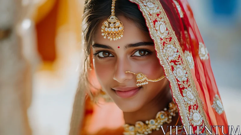 Portrait of a Beautiful Indian Bride AI Image