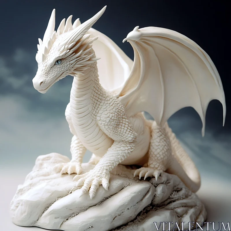 Elegant Dragon Figurine with Detailed Scales AI Image