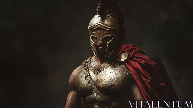 Heroic Spartan Warrior with Red Cloak AI Image