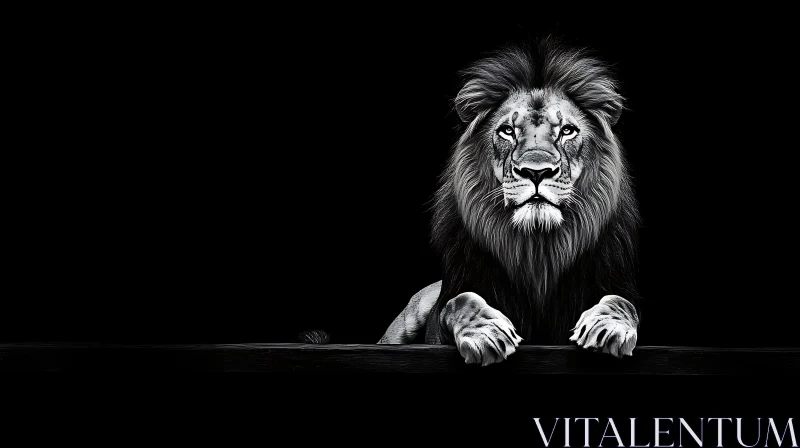 Lion in Black and White AI Image