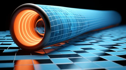 Blue and Orange Pipe on Tiled Floor | Dynamic Energy Flow | Cinema4d