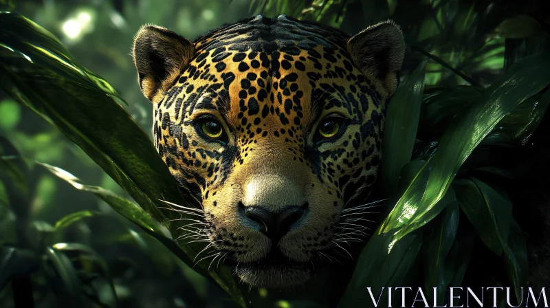 AI ART Jaguar in Greenery Close-Up