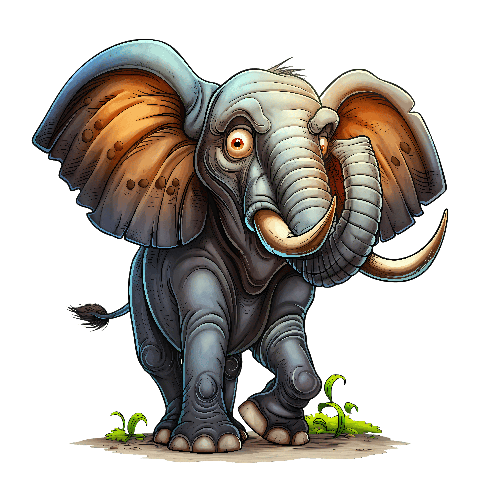 POD Design Cartoon Elephant Illustration for Promotional Merchandise