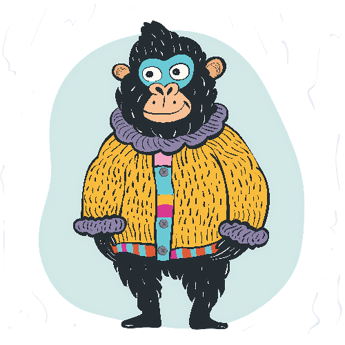 Cheerful Monkey in Colorful Sweater - Ideal T-shirt Print