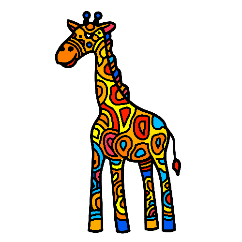 Colorful Giraffe Illustration for Merchandise