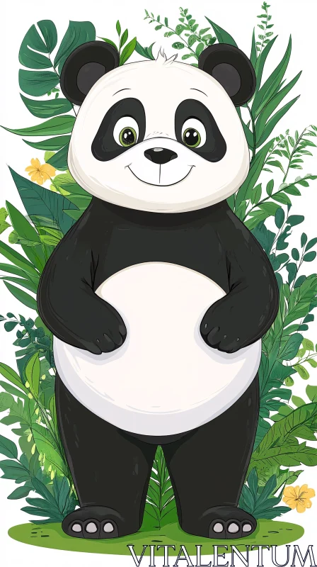 AI ART Friendly Panda Illustration