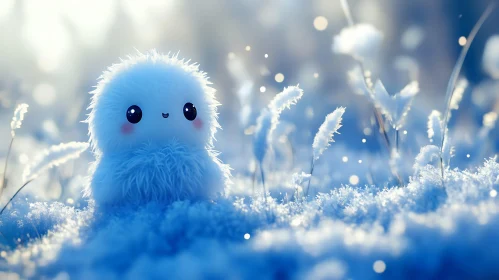 Snowy Encounter with a Cute Creature