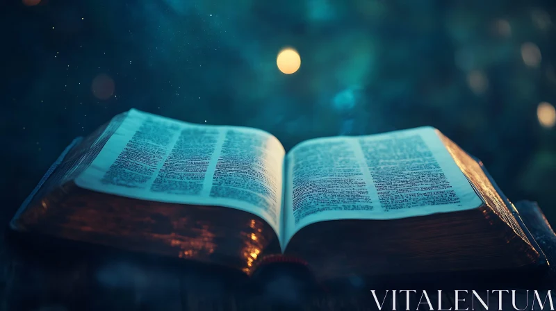 Open Book Under Moonlight AI Image