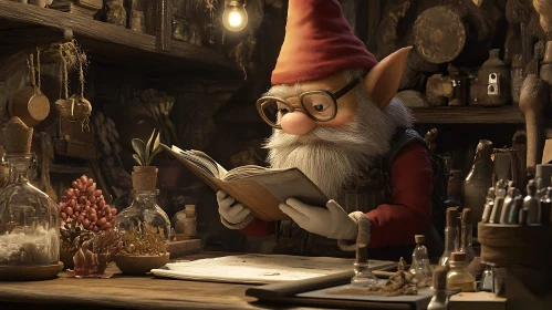 Enchanting Gnome Reading a Book