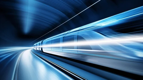 Speeding Train in Tunnel: Futuristic Architecture Artwork