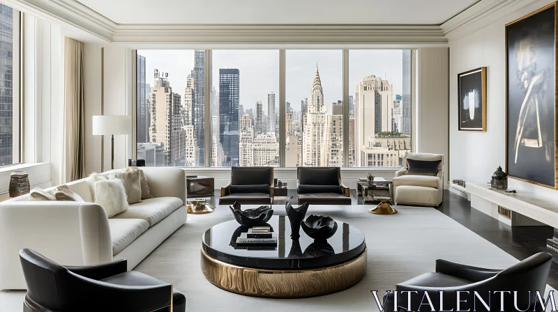 Elegant Living Room Overlooking Cityscape AI Image