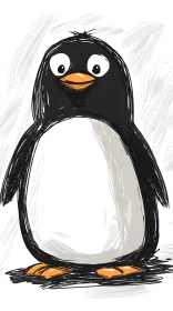 Playful Penguin Cartoon Art