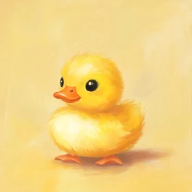 Cute Yellow Fluffy Duckling Art