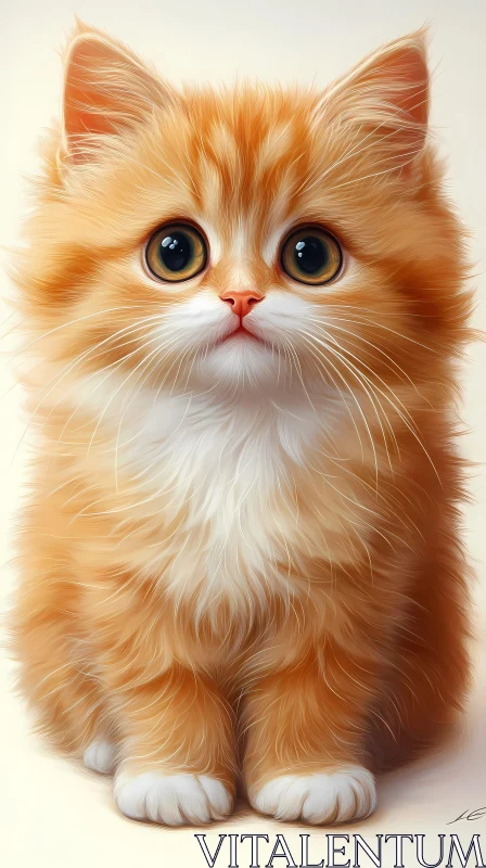 AI ART Innocent Orange Kitten with Big Eyes