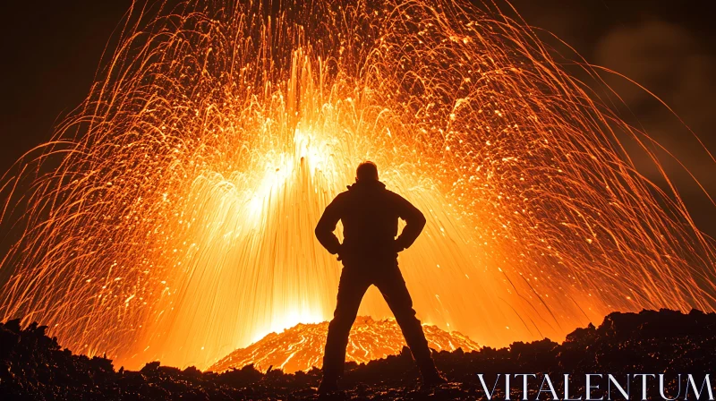 Awe-Inspiring Eruption and Silhouette AI Image