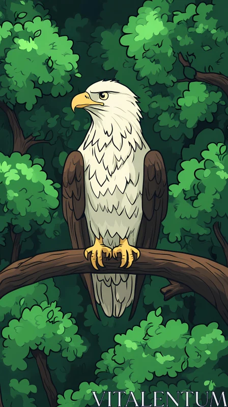 AI ART Eagle Perched on a Branch