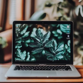 Green Leaves on Laptop Screen