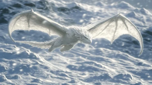 Icy Dragon Over Wintery Landscape