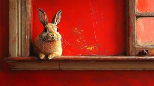 Rabbit and Red Window Portrait