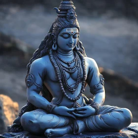 Meditative Deity Sculpture with Tranquil Expression