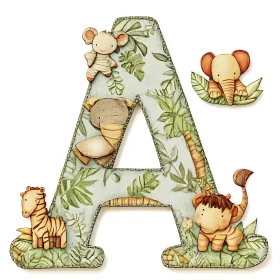 Cute Jungle-Themed Alphabet Art for Children