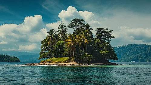 Island Oasis with Palm Trees