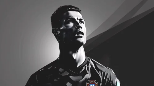 Grayscale Portrait of Cristiano Ronaldo Before the Game