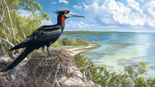 Seascape with Frigatebird on Nest Artwork