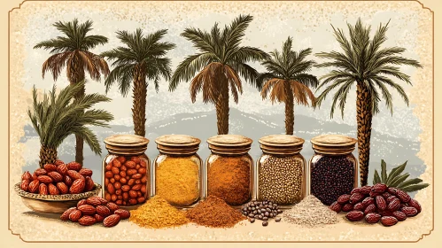 Palm Trees and Spices Jars