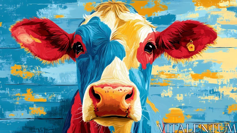 Colorful Abstract Cow Art AI Image