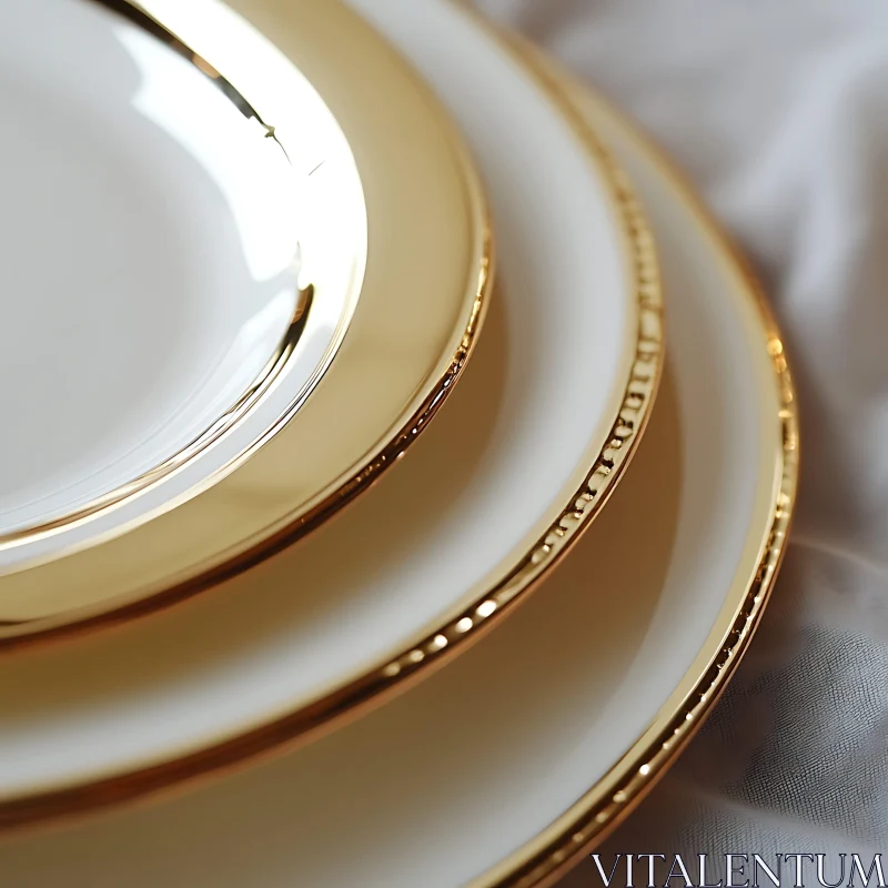 AI ART Stack of Luxurious Plates with Gold Edges