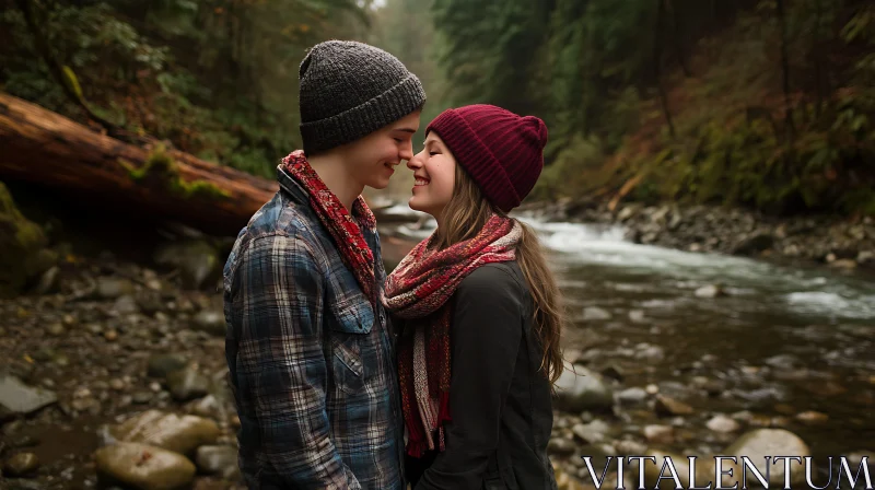 AI ART Affectionate Couple in Natural Setting