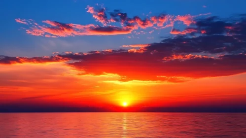 Ocean Sunset with Fiery Sky