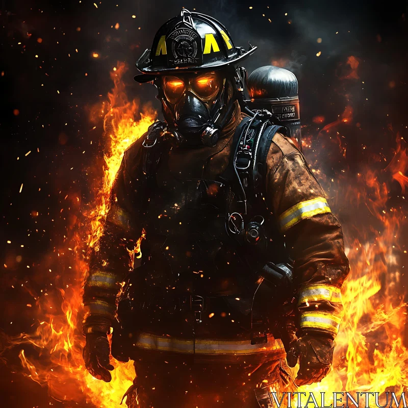 Firefighter in Action AI Image