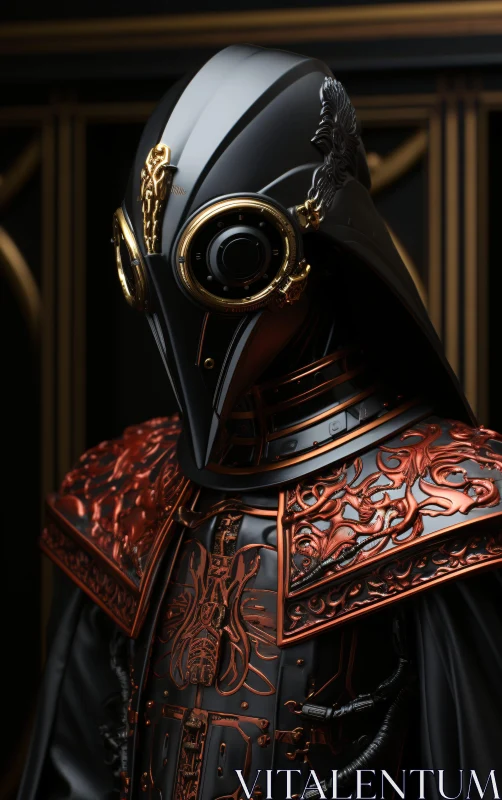 Ornate Black and Copper Futuristic Armor AI Image