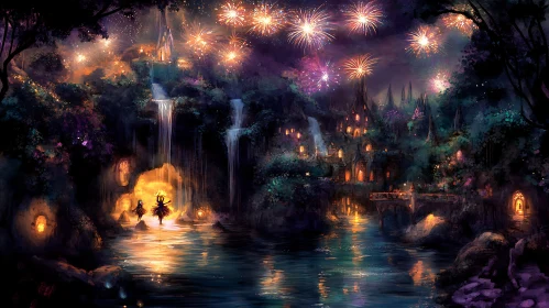 Elven Dancers and Waterfall Fireworks