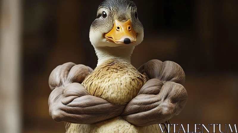 Duck with Muscles Funny Image AI Image