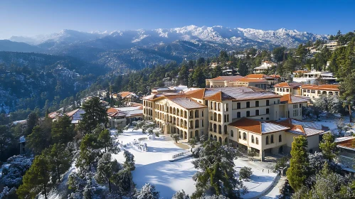 Snowy Mountain Architecture View