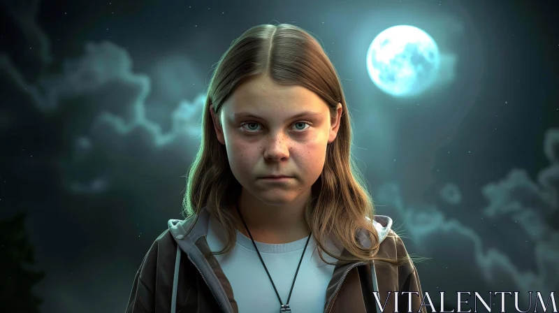 AI ART Greta Thunberg Night Portrait