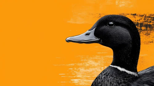 Duck Profile Illustration in Black and Orange