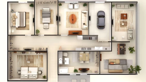 Architectural Floor Plan with Interior Design